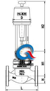 電動套筒調節(jié)閥配PSL執(zhí)行器尺寸圖 電動套筒調節(jié)閥配PSL執(zhí)行器尺寸圖
