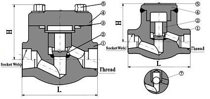 H61Y鍛鋼止回閥(安裝尺寸圖) H61Y鍛鋼止回閥(安裝尺寸圖)