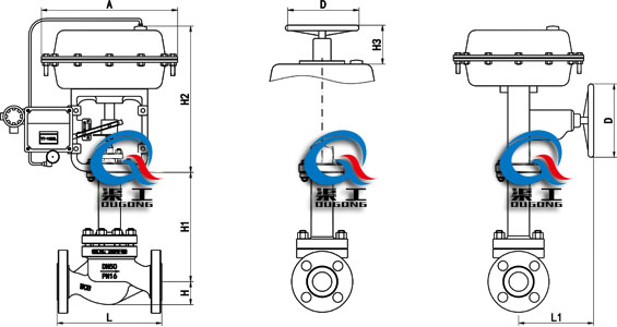 ZJHB氣動波紋管調節閥 (外形尺寸圖) ZJHB氣動波紋管調節閥 (外形尺寸圖)