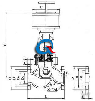 氣動(dòng)法蘭截止閥 (外形尺寸圖) 氣動(dòng)法蘭截止閥 (外形尺寸圖)