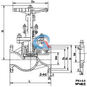 高溫高壓截止閥 結構尺寸圖 高溫高壓截止閥 結構尺寸圖