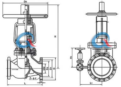 JY41W氧氣截止閥 (外形尺寸圖) JY41W氧氣截止閥 (外形尺寸圖)