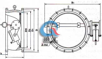蝶式緩沖止回閥 (尺寸圖) 蝶式緩沖止回閥 (尺寸圖)