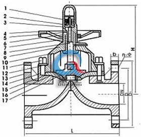 G41F-6S增強聚丙烯隔膜閥 (結構圖) G41F-6S增強聚丙烯隔膜閥 (結構圖)