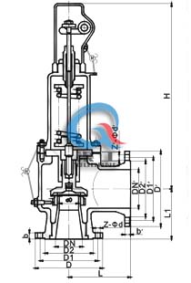 A44Y封閉帶扳手全啟式安全閥 (主要連接尺寸) A44Y封閉帶扳手全啟式安全閥 (主要連接尺寸)