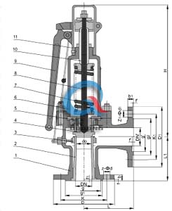 A47H彈簧微啟式安全閥 (主要連接尺寸) A47H彈簧微啟式安全閥 (主要連接尺寸)