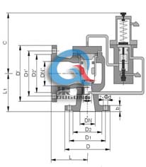 A46H/F先導式安全閥 (主要連接尺寸) A46H/F先導式安全閥 (主要連接尺寸)